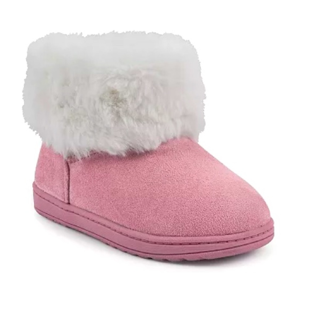Jumping Beans girls size 8 Blush Pink Suede And Faux Fur Low Boot/bootie.